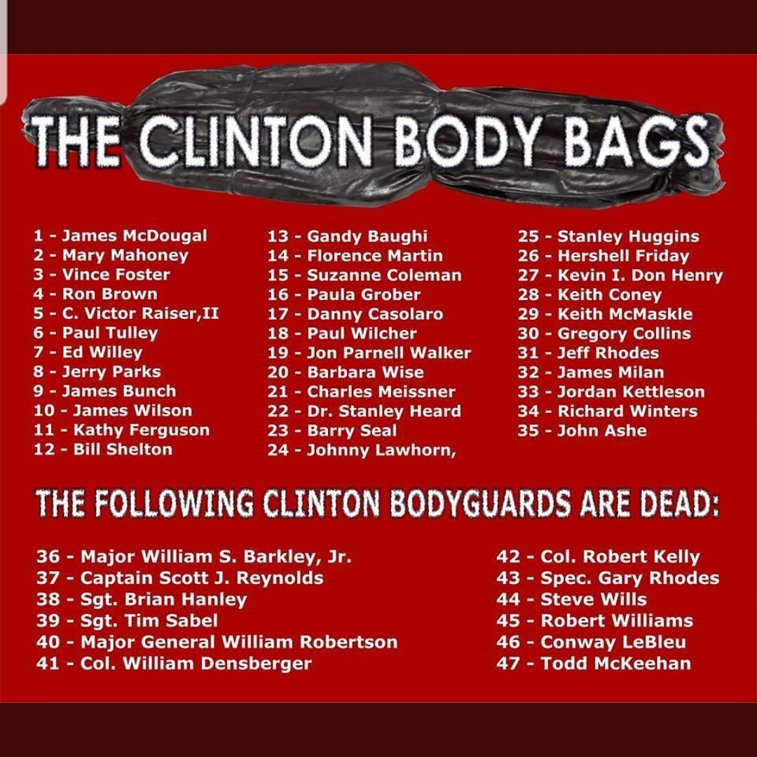 Clinton Body Bags, Clintons, Clinton Crime Family, Epstein,